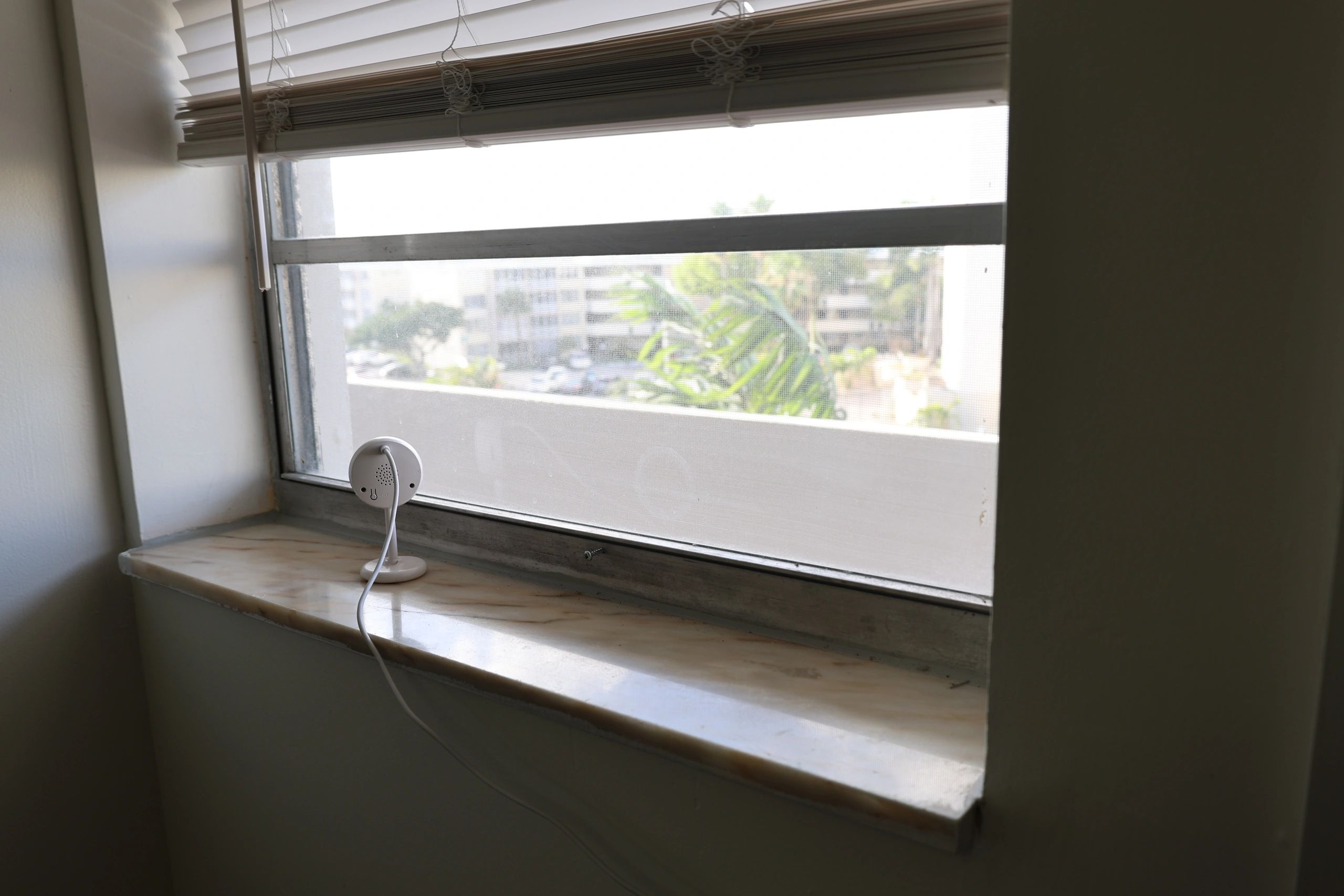 Indoor security camera in a home setting